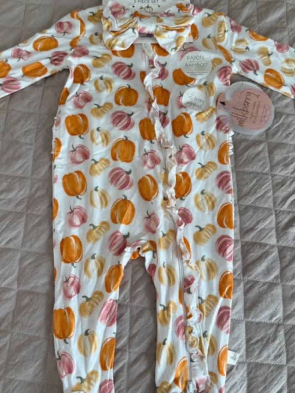 Milkberry Bamboo Pumpkin Footie Sleeper NWT